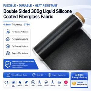 Double Side Liquid Silicone Coated 3784 Fiberglass Fabric 300g for Shipyard Welding Blanket
