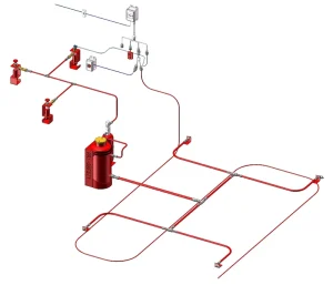 Dry Powder Vehicle Fire Suppression System VFSS Model 20LBS 30LBS Customizable ECE R107 Certified Mining