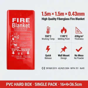 Durable PVC Hard Box 1.5m Fiberglass Fire Blanket vs Soft Bag CE EN1869 Bulk Distributor Supply