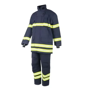 EN 469 Certified Navy Blue Reflective Waterproof Nomex Firefighter Safety Clothing Professional Fire Fighter Suit