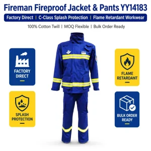 EN11612 Firefighter Suit Flame Retardant 100% Cotton Fireproof Jacket Pants Set Hi-Vis Anti-Static Reflective OEM Factory 2 All