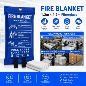 EN1869 AS/NZS Tested Fire Blanket 1.2m 430gsm Fiberglass PVC Pouch