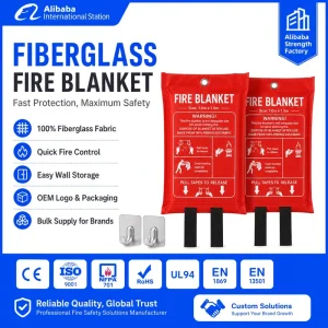 EN1869 Certified Kitchen Fire Blanket Fiberglass Fireproof Blanket for Home Use