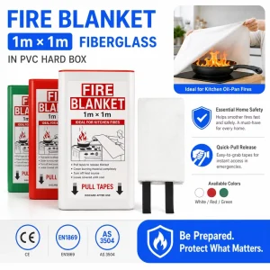 EN1869 Fire Blanket Fiberglass PVC Box 1x1m CE Certified Factory Supply