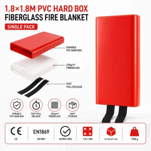 EN1869 Tested 1.8m Fire Safety Blanket PVC Box Fiberglass Fabric for Commercial Protection