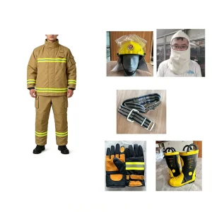 EN469 EN443 EN15090 Aramid Firefighter Gear Fire Fighting Suit Helmet Glove Boot Waist Belt Hood Navy Blue Khaki Split Style