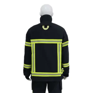 EN469 Navy Blue Firefighter Bunker Gear Reinforced Knees Firefighting Suits with Reflective Strips