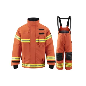 EN469 Navy Blue Nomex Twill Shell 4-Layer Firefighter Suit with Classic Aramid for Fire Fighting