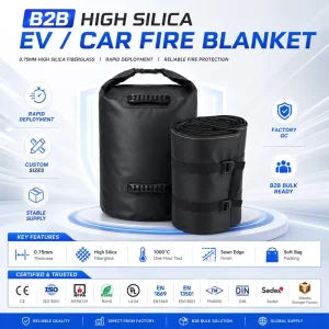 EV Fire Safety Blanket High Silica Fiberglass OEM Manufacturer Bulk Supply