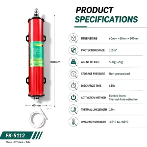 Electrical Fire Protection Pre Engineered Factory Direct Fire Device Compact Perfluorohexanone System IP67 Rated Non Pressurized