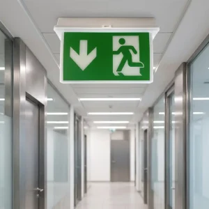 Emergency Evacuation Exit Sign Light IP65 LED Luminescent Cold Steel Polycarbonate Italy Market