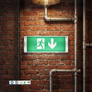 Emergency Evacuation Exit Sign Rechargeable Wall Mounted Emergency Light with Down Arrow Direction Automatic Emergency Light