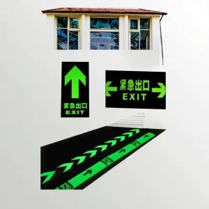 Emergency Exit Instructions Safety Signage Kits Glow Stick Flexible Photoluminescent High Luminous Paper Luminous Film