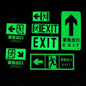 Emergency Exit Sign Escape Glow in the Dark Fire Exit Signage Photoluminescent Signage