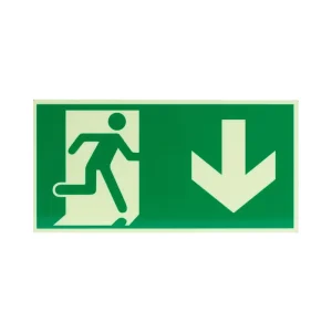 Emergency Exit Sign Photoluminescent Aluminium Self Adhesive Rescue Way 300x150mm (down) China