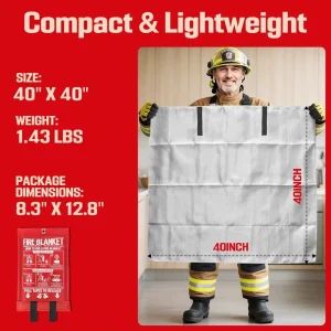 Emergency Fiberglass Fire Blanket 4 Pack 40×40 CE Certified for Kitchen Home Garage Car Camping
