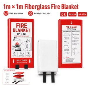 Emergency Fire Blanket PVC Hard Case Fiberglass 1*1m EN1869 Kitchen Safety Equipment OEM