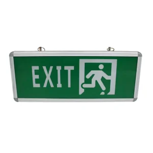 Emergency LED Ceiling Mounted Exit Sign Green Single Double Sided 90 120 Min Emergency Time Ni Cd Battery Aluminum Glass