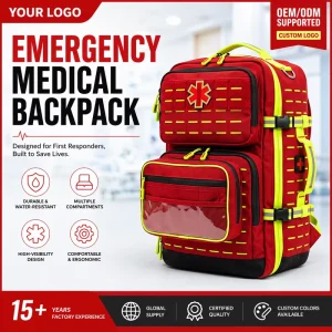 Emergency Medical Backpack First Aid Trauma Bag High Visibility Waterproof Multi Compartment EMS Rescue Backpack OEM ODM