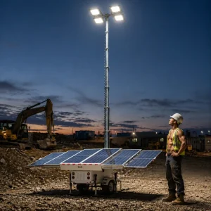 Emergency Portable LED Lighting System for Site Work Solar Light Tower Trailer Towable Mobile OEM MAX