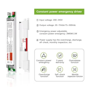 Emergency Power Supply with LiFePO4 Battery LED Drivers for up to 180 Minutes Backup