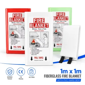Emergency Safety Fire Blanket Fiberglass PVC Hard Box 1x1m Kitchen Protection Tool