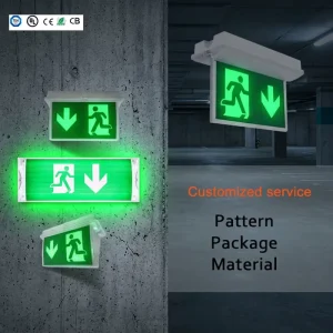 Evacuation Exit Sign With Running Man Down Arrow Fire Safety Lamp Hanging Mounted for Mall Hotel Corridor IP65 Emergency Light