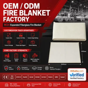 Expanded Fiberglass Fire Blanket 1*1m Custom Size Label Instruction Packaging Support