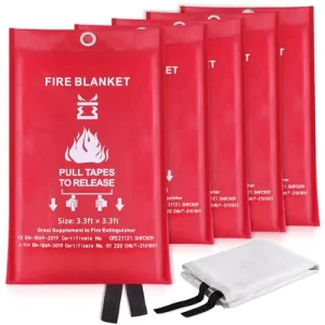 FB01 BA Red 39*39 Inches Flexible Durable Portable Fiberglass Fire Blanket for Class B Fires Kitchen Fire Extinguisher