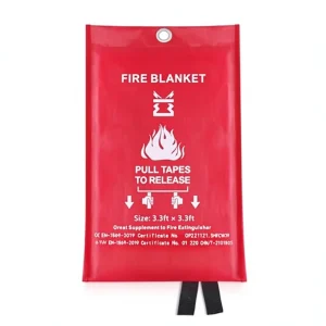 FB01 BA Red 39 X 39 Durable Flexible Fiberglass Emergency Fire Blanket for Kitchen Fire Suppression Home School Use