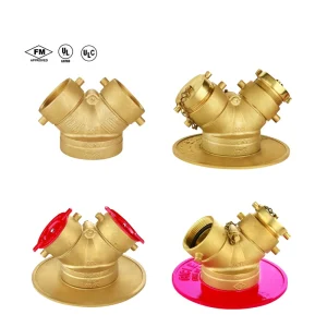FM UL ULC All Brass 4”(6”)X2 1/2”X2 1/2” Siamese Connection Clapper Valve Firefighting Equipment 300 PSI Pressure