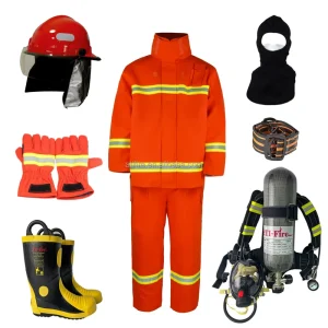 FR Cotton Firefighter Suit Fireman Jacket Pants Flame Resistant Fire Fighting Equipment Helmet Gloves Hood Boots SCBA 9300 S1