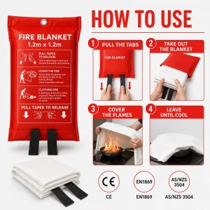 Factory Direct 1.2m Fire Blanket 430gsm Fiberglass PVC Soft Pouch for Bulk Export Orders
