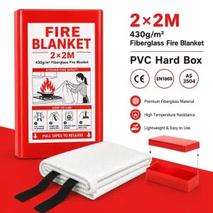 Factory Direct 2*2m Fiberglass Fire Blanket PVC Hard Box AS NZS 3504 OEM