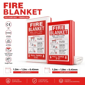 Factory Direct PVC Hard Box Fire Blanket Multi Size Fiberglass 1m to 2m OEM Retail Safety Supply