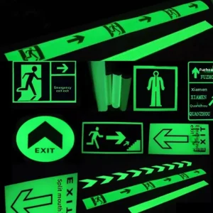 Factory Evacuation Instruction Safety Exit Warning Luminous Sign Acrylic Self adhesive Fire Safety Marine Luminous Marking