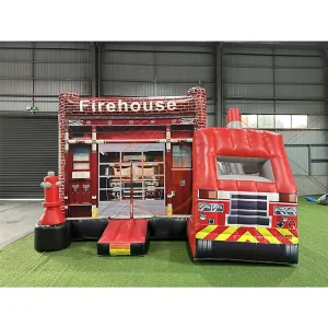Factory Price Fire Station Inflatable Castle Fire House Inflatable Jumping Castle