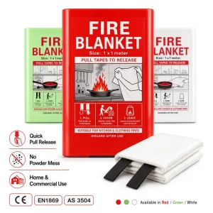 Fast Release Fire Blanket 1*1m Fiberglass PVC Hard Box Kitchen Fire Emergency CE Certified