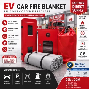 Fiberglass Emergency Car Fire Blanket for Car Shipping and Transport Safety Silicone Coated Fireproof Cover