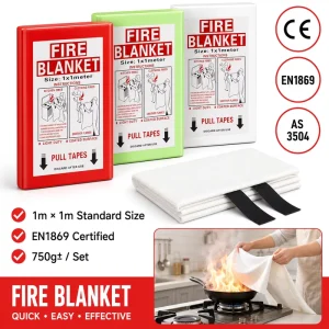 Fiberglass Fire Blanket 1*1m CE EN1869 AS 3504 PVC Box Kitchen Fire Safety Supplier Export