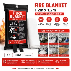 Fiberglass Fire Blanket 1.2*1.2m 430gsm PVC Pouch