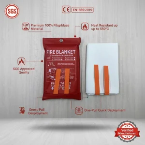 Fiberglass Fire Blanket 1mx1m 1.2mx1.2m Various Sizes Fire Safety Equipment for Hotel Kitchen