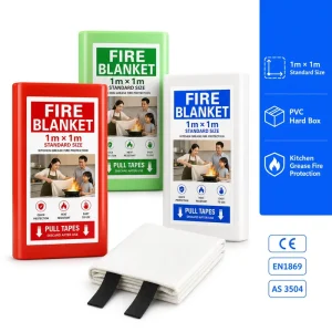 Fiberglass Fire Blanket CE EN1869 PVC Case 1x1m Kitchen Fire Emergency OEM Export