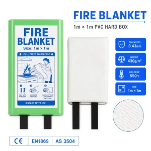 Fiberglass Fire Blanket Factory PVC Box 1x1m CE EN1869 Kitchen Fire Protection