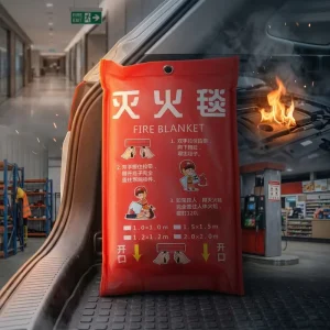 Fiberglass Fire Blanket Heat Resistant Fire Suppression Blanket Red 0.45mm Thick 6x8ft for Emergency Use