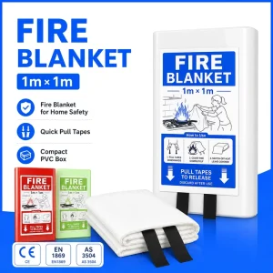 Fiberglass Fire Blanket PVC Box 1x1m CE Certified Kitchen Emergency Tool