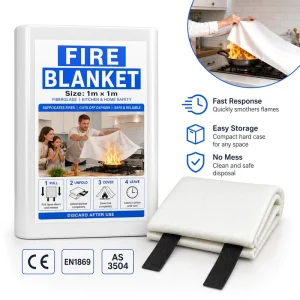 Fiberglass Fire Blanket PVC Hard Box 1x1m CE EN1869 AS 3504