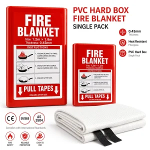Fiberglass Fire Blanket PVC Hard Box Multi Size CE EN1869 AS NZS 3504 Safety Product