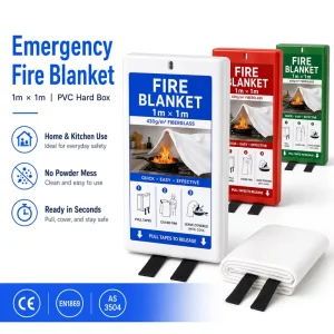 Fiberglass Fire Blanket Private Label PVC Hard Case 1x1m EN1869 Kitchen Safety OEM