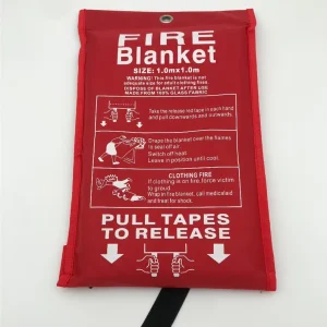 Fiberglass Fire Escape Blanket 1m*1m White 0.43mm Thick Nylon Bag